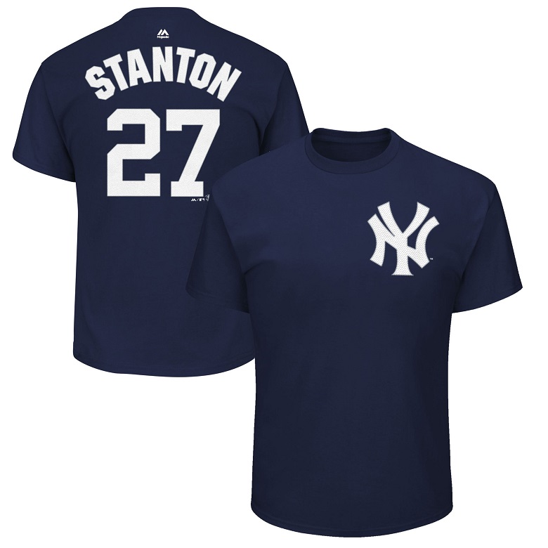 Giancarlo Stanton New York Yankees #27 White Youth Name and Number Jersey T-Shirt 